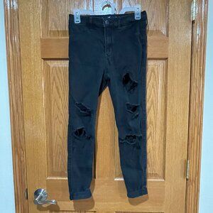 HOLLISTER High Rise Crop Jean Legging Womens 5 5R Waist 27 Black Denim Jean